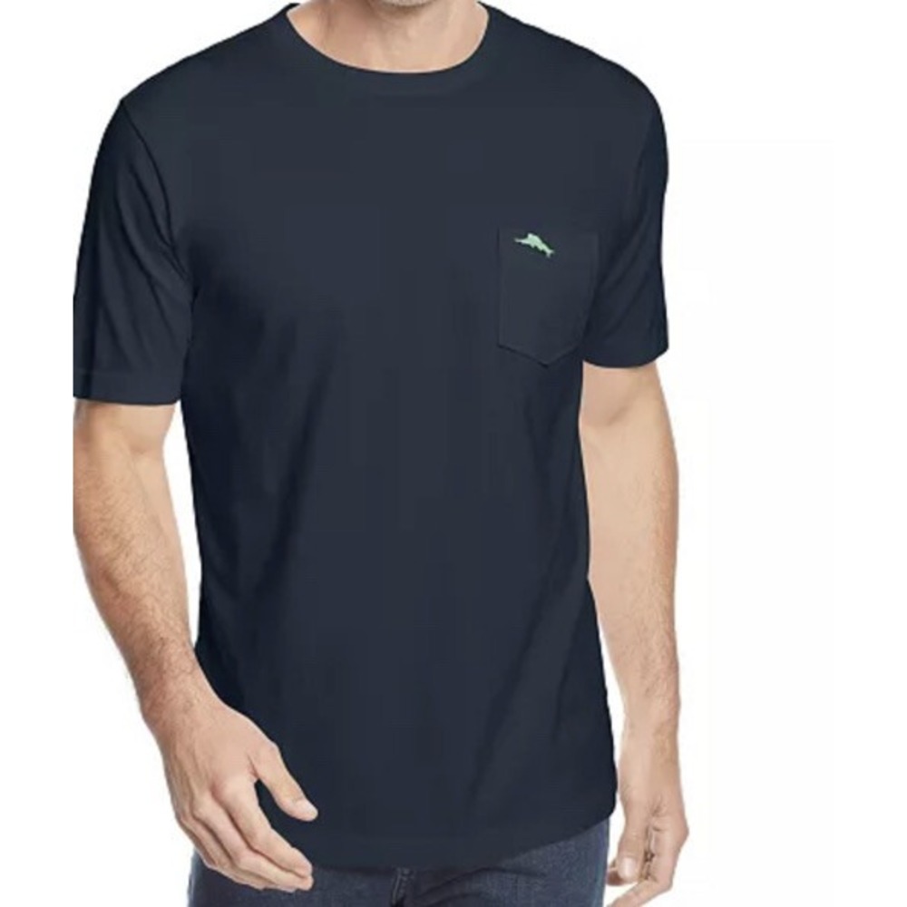 New $60 Tommy Bahama Mens Short Sleeve Embroidered Pocket Tshirt Blue‎ Note M